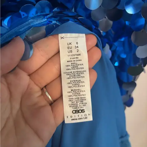 ASOS  EDITION NWT Blue Tiered Sequin Cami Midi Dress thumbnail 13