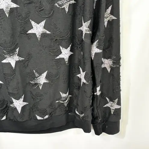 Roberto Cavalli XL Top Black Star Distressed Italy David Rose Grunge Goth 1416