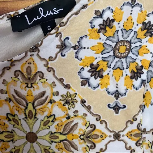 Lulus  Dandy Lion Yellow Print Mini Shift Dress