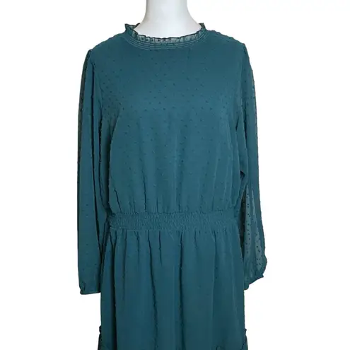 City Chic NWT Womens Size S 16 Dobby Tiered Dress Alpine Teal Romantic Flowy