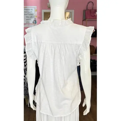 cupio White Ruffled Blouse, size Small