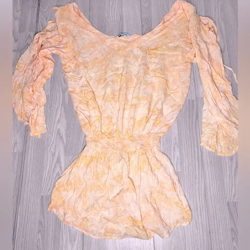 Tiare Hawaii  Women’s Orange Tie Sleeve Blouse