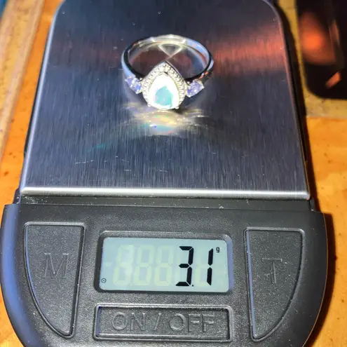 Natural Ethiopian Opal Tanzanite Sterling Silver Ring Size 9