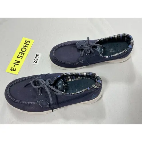 Womans Sketchers Slipon Deck Shoes 8.5 Navy Laceup