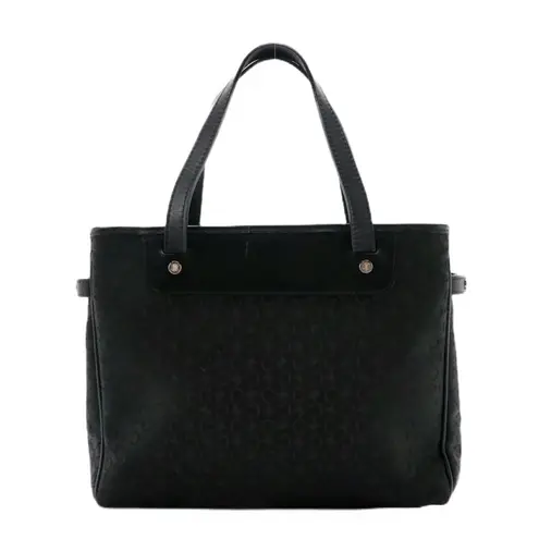 CELINE MACADAM BLACK CANVAS MONOGRAM W/LEATHER TRIM TOTE BAG