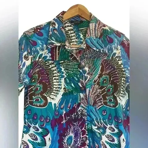 Kaktus Women’s Colorful Wearable Art Jacket Size Large Peacock Abstract Art