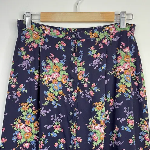 CRAZY HORSE Vintage 90s Y2K  Navy Long Midi Floral Cottagecore Skirt womens L