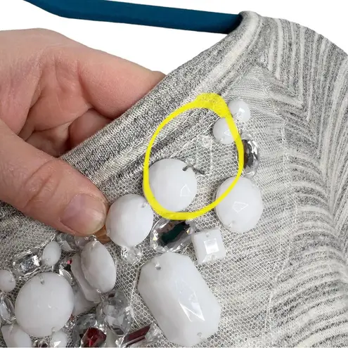 Moa Moa Gray Space Dye Embellished Tie Open Back Knit Blouse