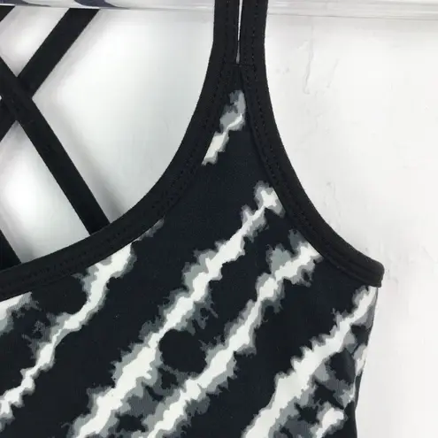 Soybu Black Gray Tie Dye Design Strappy Fit and Flare Dress Small