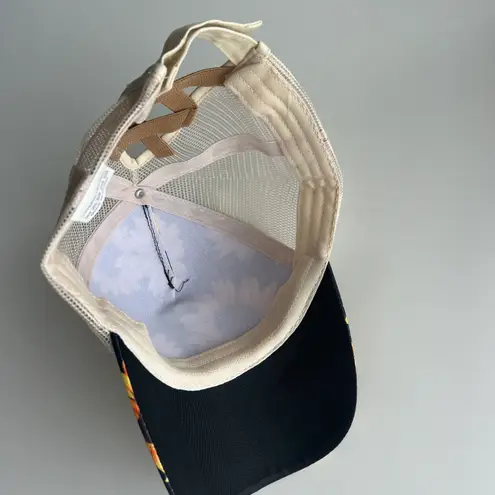 Sunflower Ponytail Back Trucker Hat Tan