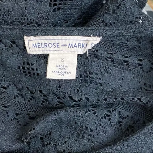 Melrose and Market Black Eyelet Ruffle Lace Top Size Small