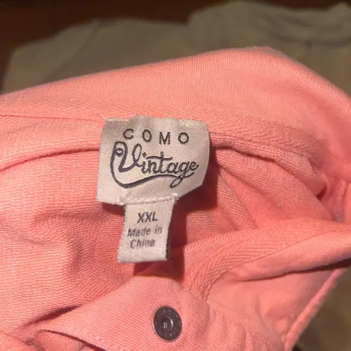 Como vintage pullover shirt 4 button neckline long sleeve size XXL peach