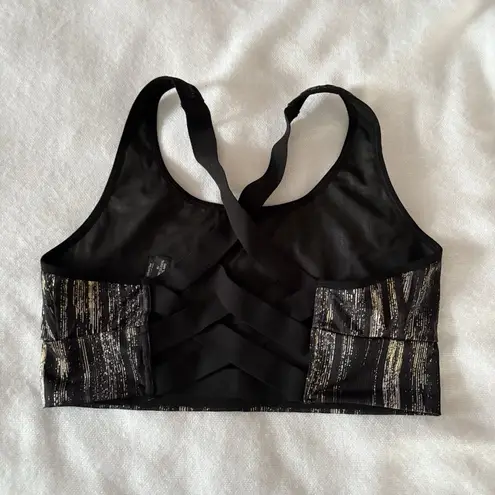 Victoria's Secret Victoria’s Secret Sport Racerback Sports Bra Black Gold Womens Medium Activewear
