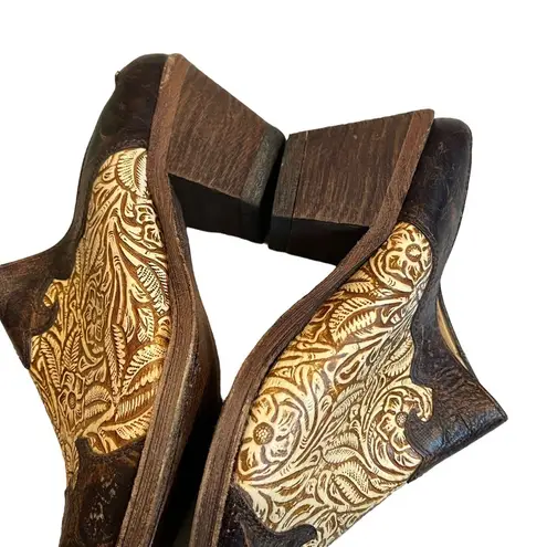 Corral Vintage Western Slip On Tooled Leather Mules, Sz 7.5