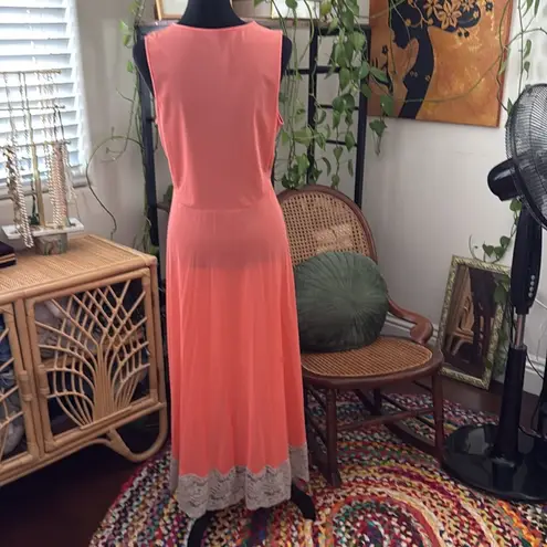 Vintage Hot Orange Taupe Lace V