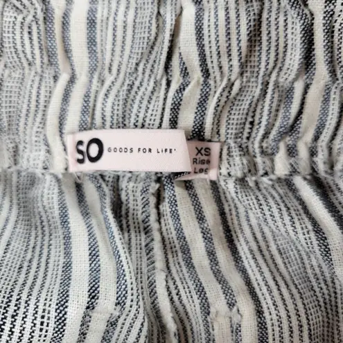 Sonoma Womens Pants XS Gray Stripe High Rise Wide Leg Linen Blend Paperbag