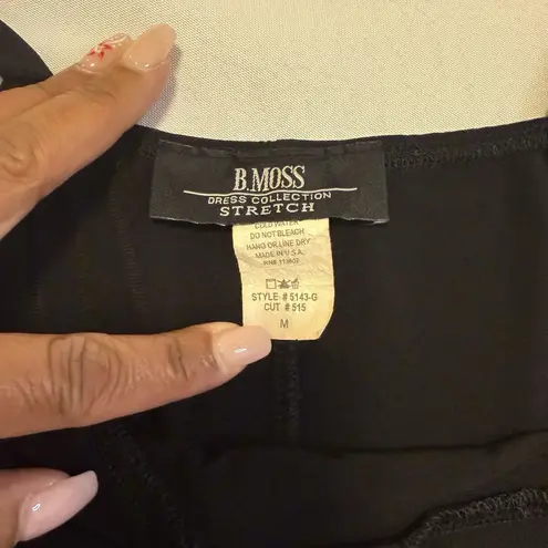 B Moss Black Vintage 1990 Lace Top Tie Back Deep Plunge Bodice Cocktail Dress # Size M