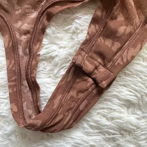 SKIMS Bodysuit Summer Mesh Mock Neck Sleeveless Sheer Latte Swirl Brown XS