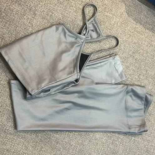 Koral Leah Infinity Sports Bra Lustrous Silver Gray Cropped Top