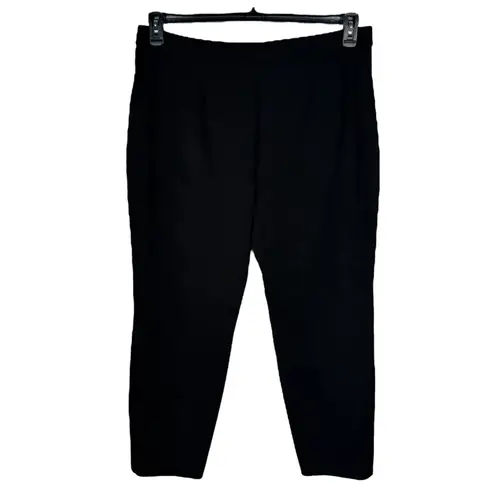 Susan Graver Large Ponte Pants Pull-On Pockets Stretch Flat Front Hi-Rise Black