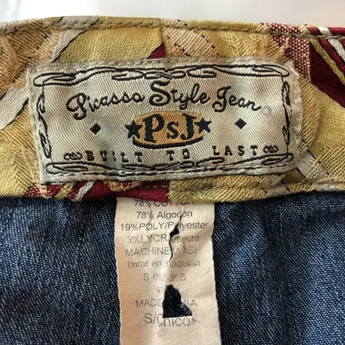 Picasso Style Jean PSJ Womens Skirt Denim Y2K Vintage Lace Up Modest S Blue