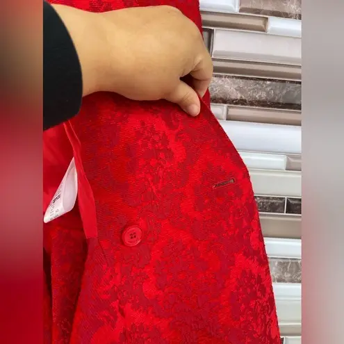 Givenchy Red Jacquard Double Breast Blazer Size 6"