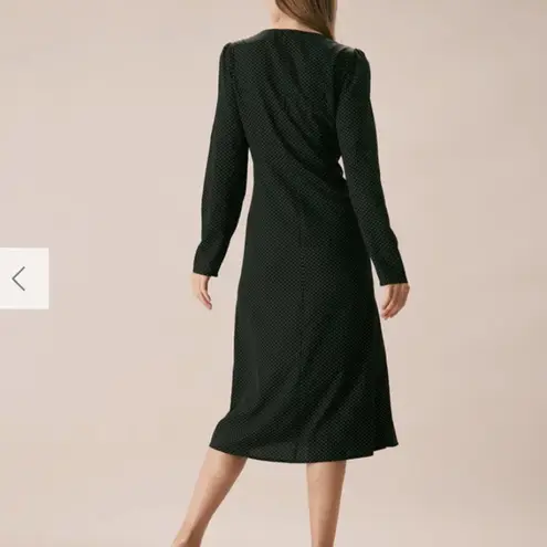 RIHOAS The Black U Neck Polka Dot Lace Midi Dress 3