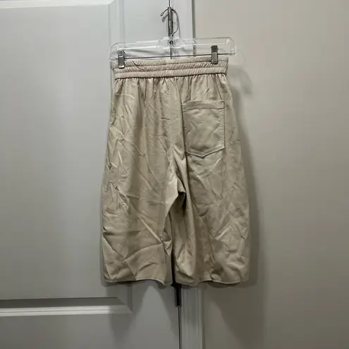 Nanushka Cream Vegan Leather Yolie Shorts Size Medium $395