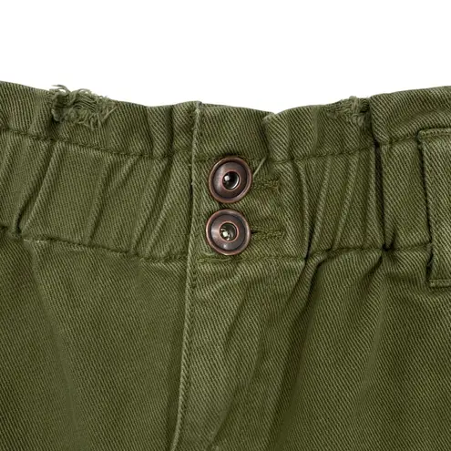 A loves A Olive Green High Waisted Paperbag Elastic Waist Denim Shorts