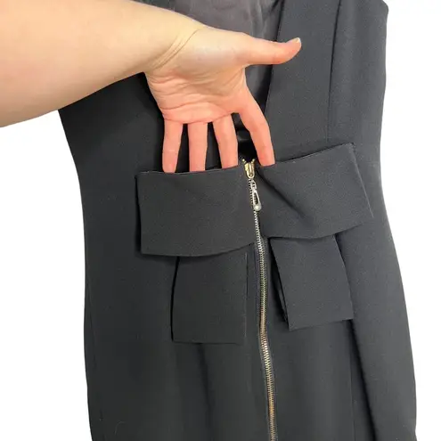 Codi Black Bow Back Sleeveless Exposed Zipper Sheath Dress