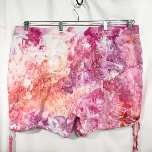 Terra & Sky Terra Sky Plus Size 4X Cargo Shorts Handmade Tie Dye 28W 30W Hot Pink Peach 953
