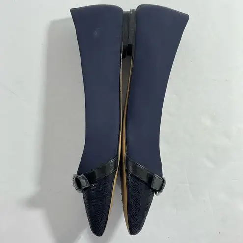 Donald J. Pliner Bettia Lizard Embossed Flats Navy Blue Size 6.5