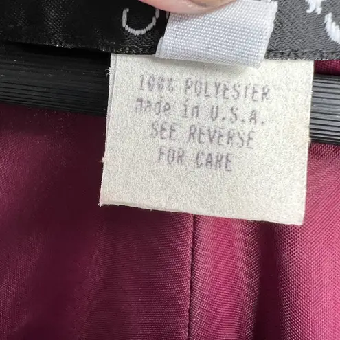 VTG Lady Hampton Nites Wine Chiffon Tiered Dress Sheer Sleeves Sz 22 US Made New Red