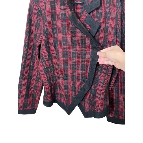 Vintage La Belle 80s 90s Red Black Plaid Blazer Size 7