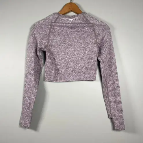 Gymshark Women's‎  Vital Seamless Crop 2.0 Long Sleeve Shirt Size S/M Pink Marl