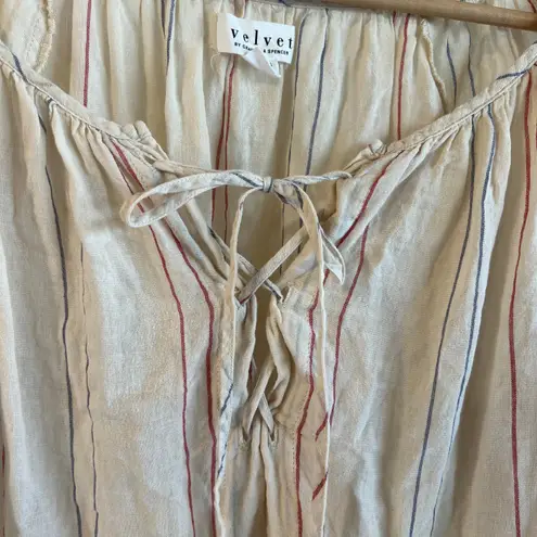 Velvet by Graham & Spencer Cream Cotton USA Melodia Blouse Size Small Red