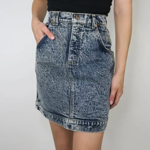 Lee Vintage 80s Acid Wash Denim Mini Skirt