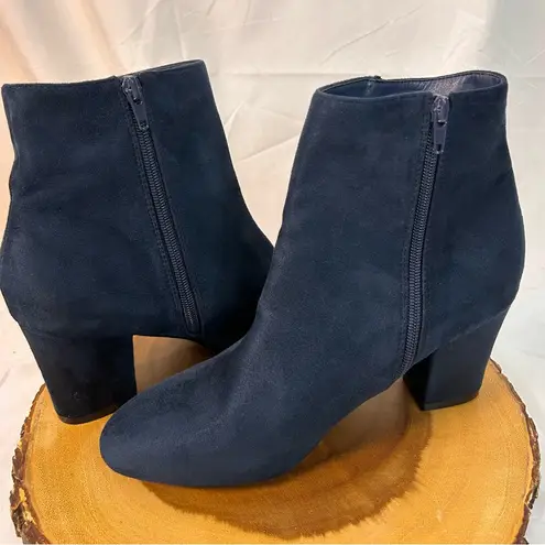 Allegra K Women's Round Toe Side Zip Chunky Heel Ankle Boots Navy Blue Size 10