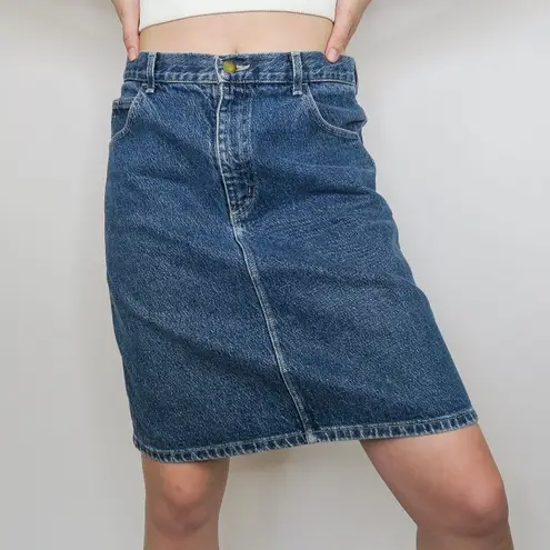 Bonjour Vintage 90s Dark Wash Denim Pencil Skirt