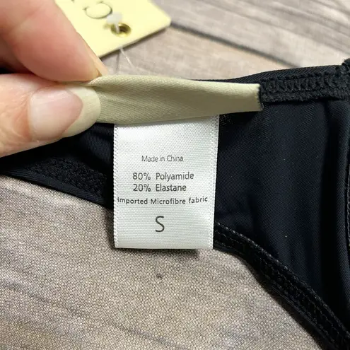 Cyn & Luca Black Halter Underwire Padded Bikini Top NWT Small Gold Tone Rivets