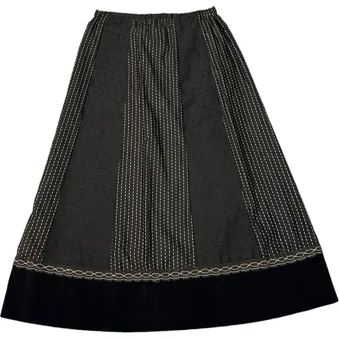 Vintage 70s Tumbleweeds Witchy Maxi Skirt Black Lace Velveteen Medium Edwardian