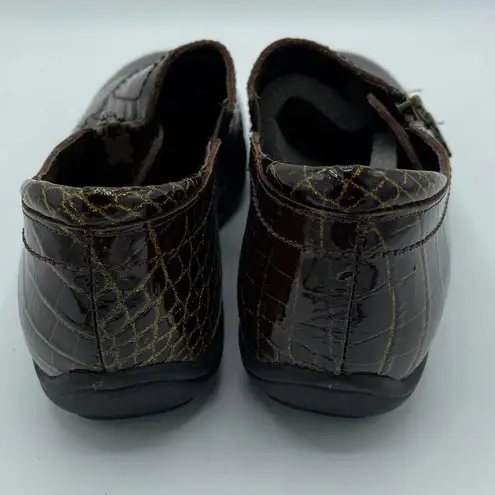 HELLE COMFORT IRENE SHIMMERY BROWN PATENT LEATHER SIDE ZIP WITH STRETCH SIZE 6.5