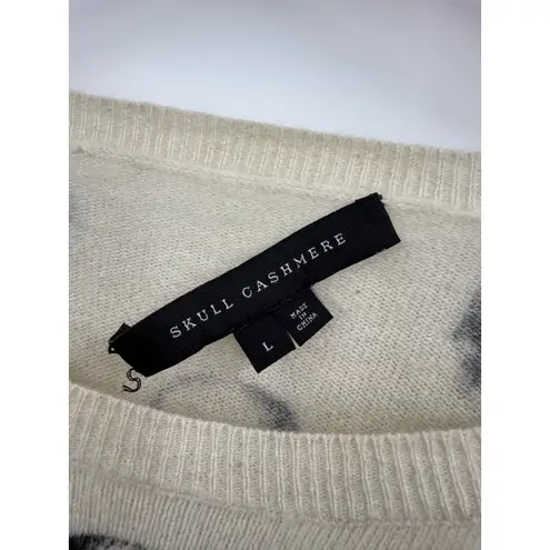 Skull Cashmere Women's Skull Print Ombre Sweater Size L Cream Black Long Sleeve