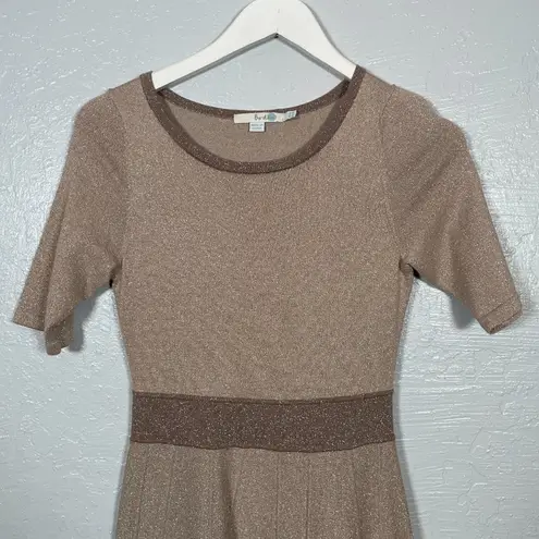 Boden USA Boden Women 2R Champagne Milano Sweater Dress Fit Flare Metallic New Years Eve