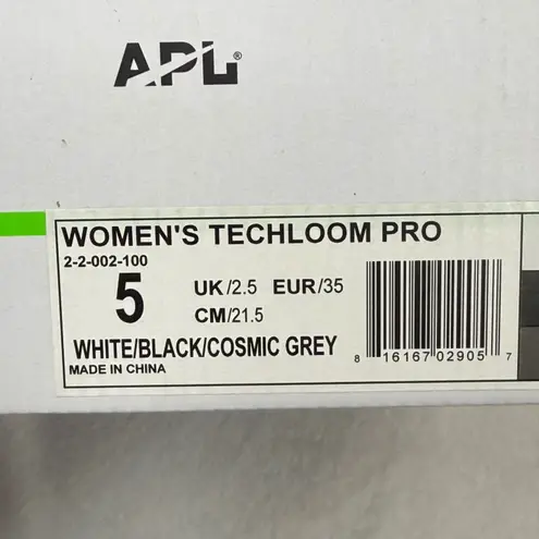 APL Techloom Pro Running Athletic Shoes White Black Cosmic Grey Size 5