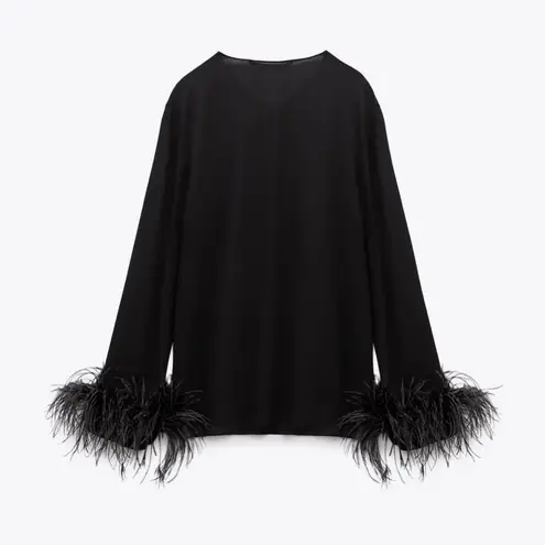ZARA feathered flowy blouse