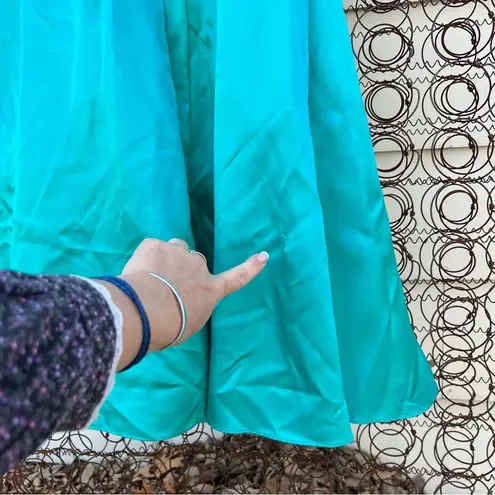 Vintage 80s 90s Roberta teal sateen black velvet v waist prom dress NWT Size XS