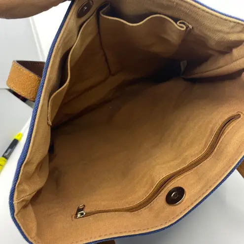 Most Wanted USA Womens Navy Lightweight Canvas Leather Shoulder Tote Handbag