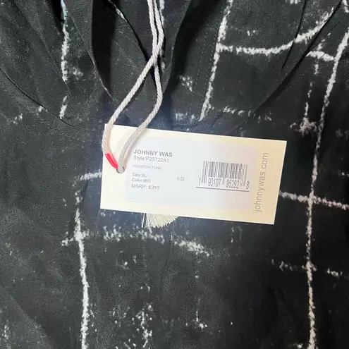 Johnny Was NWT Pete & Greta x Houston Silk Tunic Hoodie – Black & White (XL)