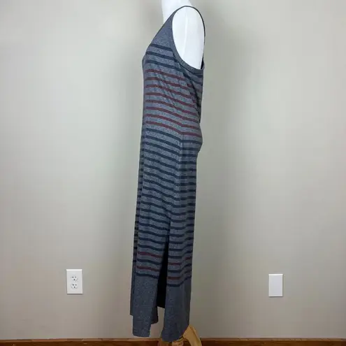 Sundry 1 Maxi Dress Small Blue Striped Racerback Side Slits Sleeveless